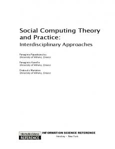 Social Computing Theory and Practice