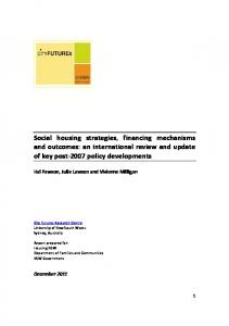 Social housing strategies, financing mechanisms and ...