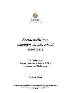 Social inclusion, employment and social enterprise - BSL