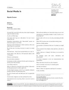 Social Media Is - SAGE Journals