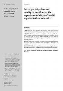 Social participation and quality of health care: the ... - Semantic Scholar