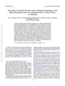 Social Play in Juvenile Hamsters Alters Dendritic ... - APA PsycNET