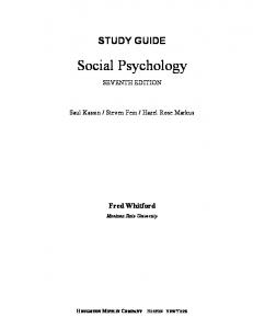 Social Psychology Study Guide - Cengage Learning