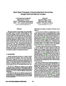 Social Signal Processing - CiteSeerX