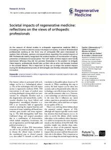 Societal impacts of regenerative medicine - Future Medicine