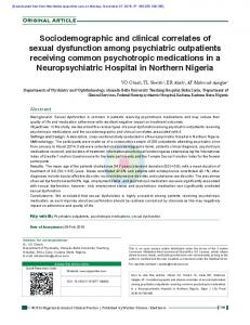 Sociodemographic and clinical correlates of sexual dysfunction ...