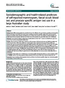 Sociodemographic and health-related predictors of self ... - Springer Link