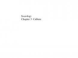 Sociology Chapter 3: Culture