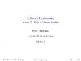 Software Engineering - Lecture 05: Object-Oriented Analysis