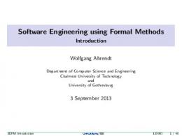 Software Engineering using Formal Methods - Introduction