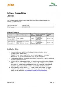 Software Release Notes - digitalSTROM