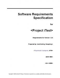 Software Requirements Specification Template - iTest - SourceForge