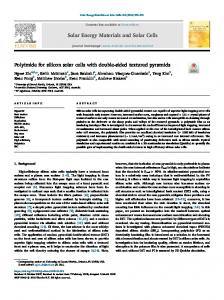 Solar Energy Materials and Solar Cells Polyimide for silicon ... - ucf creol