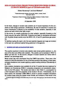 Solar radiation projections derived from global Climate models