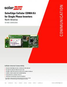 SolarEdge Cellular CDMA Kit Datasheet