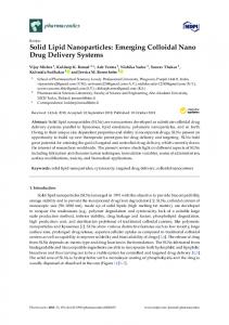 Solid Lipid Nanoparticles - MDPI