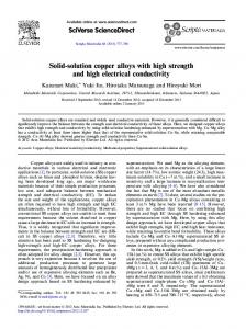 Solid-solution copper alloys with high strength and high electrical ...