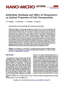 Solid-State Synthesis and Effect of Temperature on ... - Springer Link