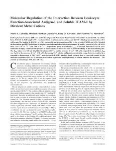 Soluble ICAM-1 by Divalent Metal Cations Leukocyte Function ...