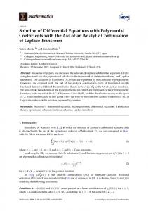 Solution of Differential Equations with Polynomial