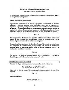 Solution of non-linear equations