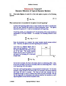 Solutions for Tutorial 5 Dynamic Behavior of Typical Dynamic Systems