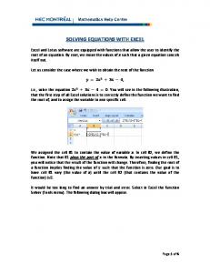 SOLVING EQUATIONS WITH EXCEL