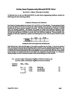 Solving Linear Programs using Excel