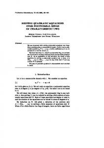 solving quadratic equations over polynomial rings of ... - CiteSeerX