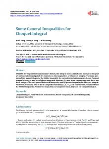 Some General Inequalities for Choquet Integral - Scientific Research ...