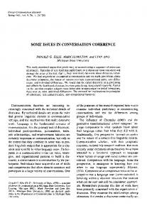 SOME ISSUES IN CONVERSATION COHERENCE