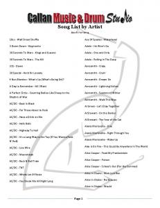 Song List by Artist