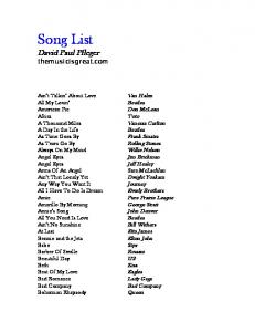 song list - David Paul