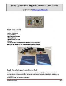 Sony CyberShot Digital Camera User Guide - NC Learning ...