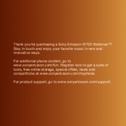 Sony Ericsson W705 User Manual Guide