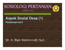 SOSIOLOGI PERTANIAN