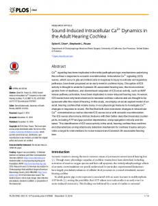 Sound-Induced Intracellular Ca2+ Dynamics in the ... - Semantic Scholar