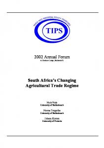 South Africa's Changing Agricultural Trade Regime - TIPS