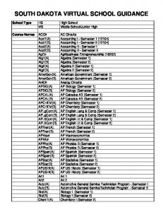 south dakota virtual school guidance - South Dakota Department of ...