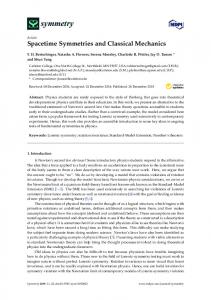 Spacetime Symmetries and Classical Mechanics - MDPI