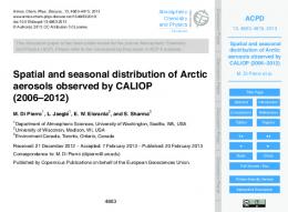 Spatial and seasonal distribution of Arctic aerosols