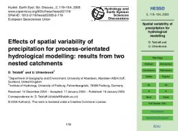 Spatial variability of precipitation for hydrological modelling - CiteSeerX