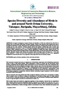 Species Diversity and Abundance of Birds in and around ... - IJIRSET
