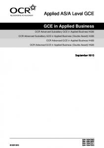 Specification - Applied AS/A Level Applied Business - OCR