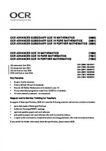 Specification - AS/A Level Mathematics