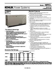 Specification Sheet - KOHLER Generators