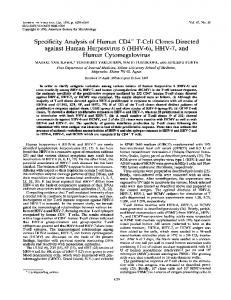 Specificity Analysis of Human CD4+ T-Cell Clones ... - Europe PMC