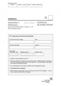 Specimen Question Paper