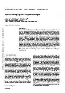 Speckle Imaging with Hypertelescopes