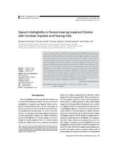 Speech Intelligibility in Persian Hearing Impaired Children with ...